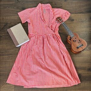 Mata Traders Red Gingham Wrap Dress